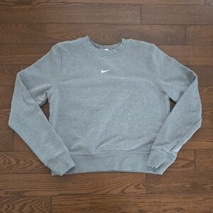 Nike Dri-fit Women Gray Small Logo Print Sweater Size S